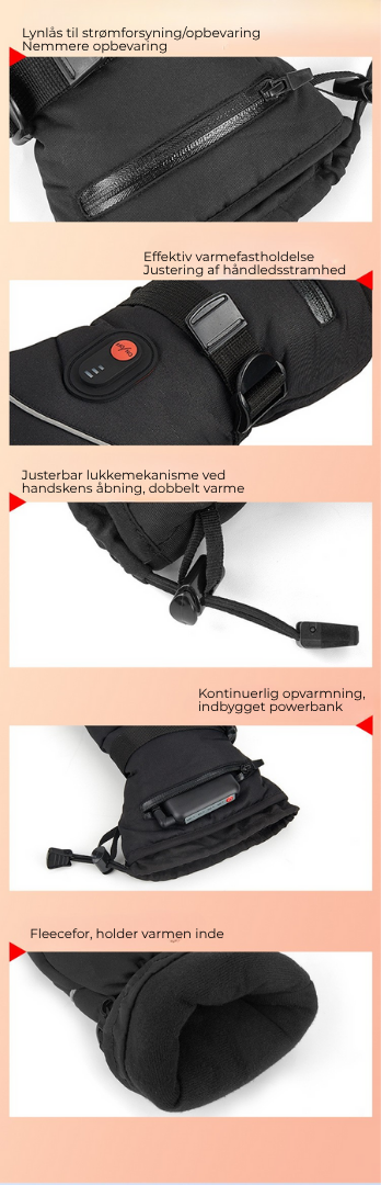 HeatHansker™ | 5200mAh Genopladelige Opvarmede Skihandsker – Hold varmen, bliv opladt
