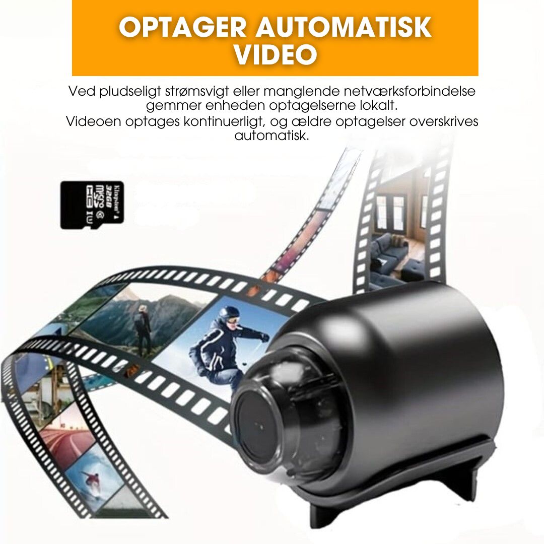 HjemVagt™ – Mini-sikkerhedskamera med nattesyn og advarsler 1+1 GRATIS