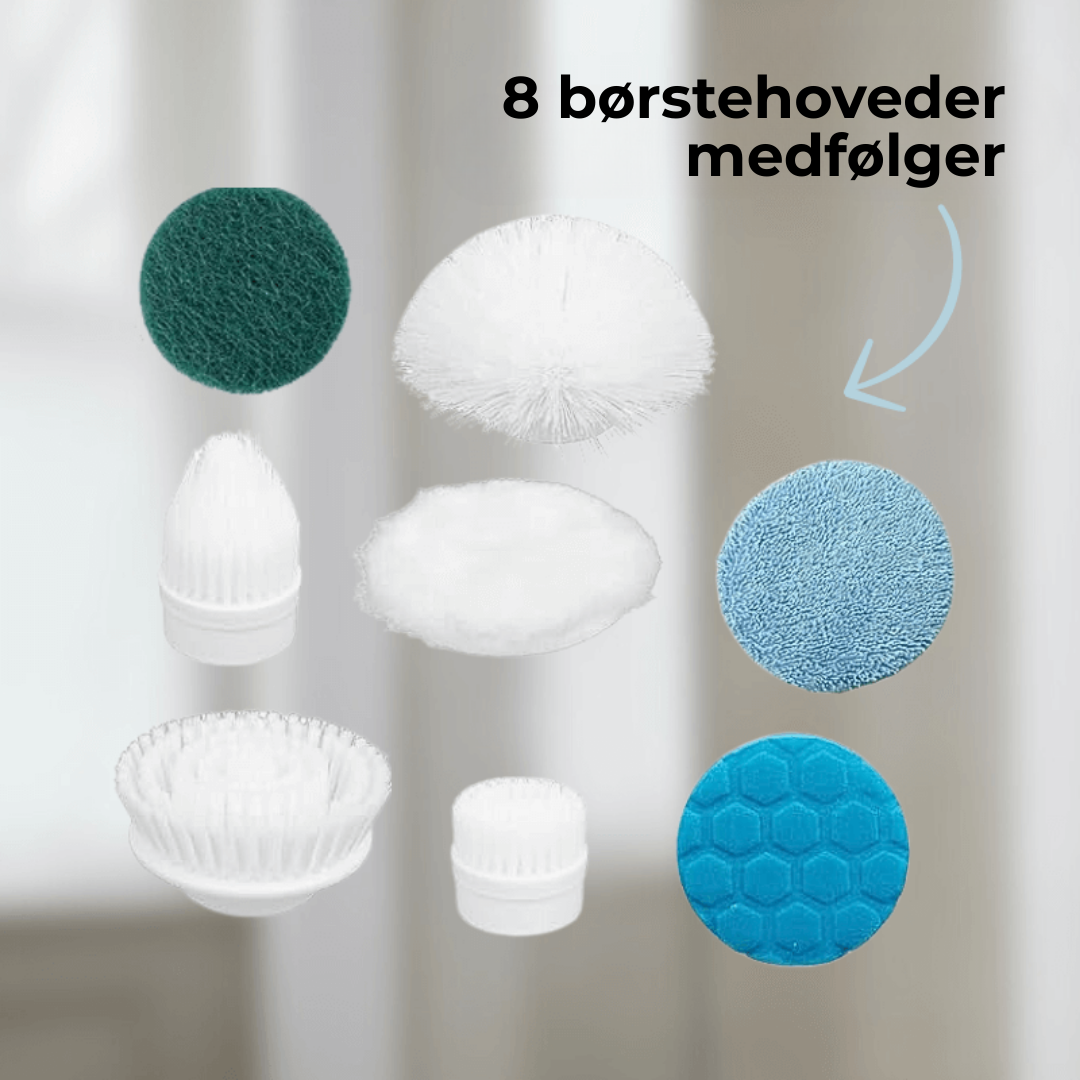 RenReach™ | Kraftig elektrisk børste med 8-delt børstesæt