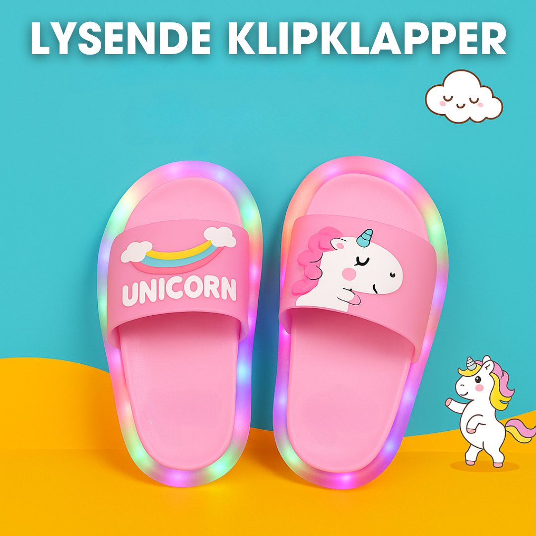 EnhjørneFødder™ – Lyssende enhjørning klipklappere til børn fra 1–8 år