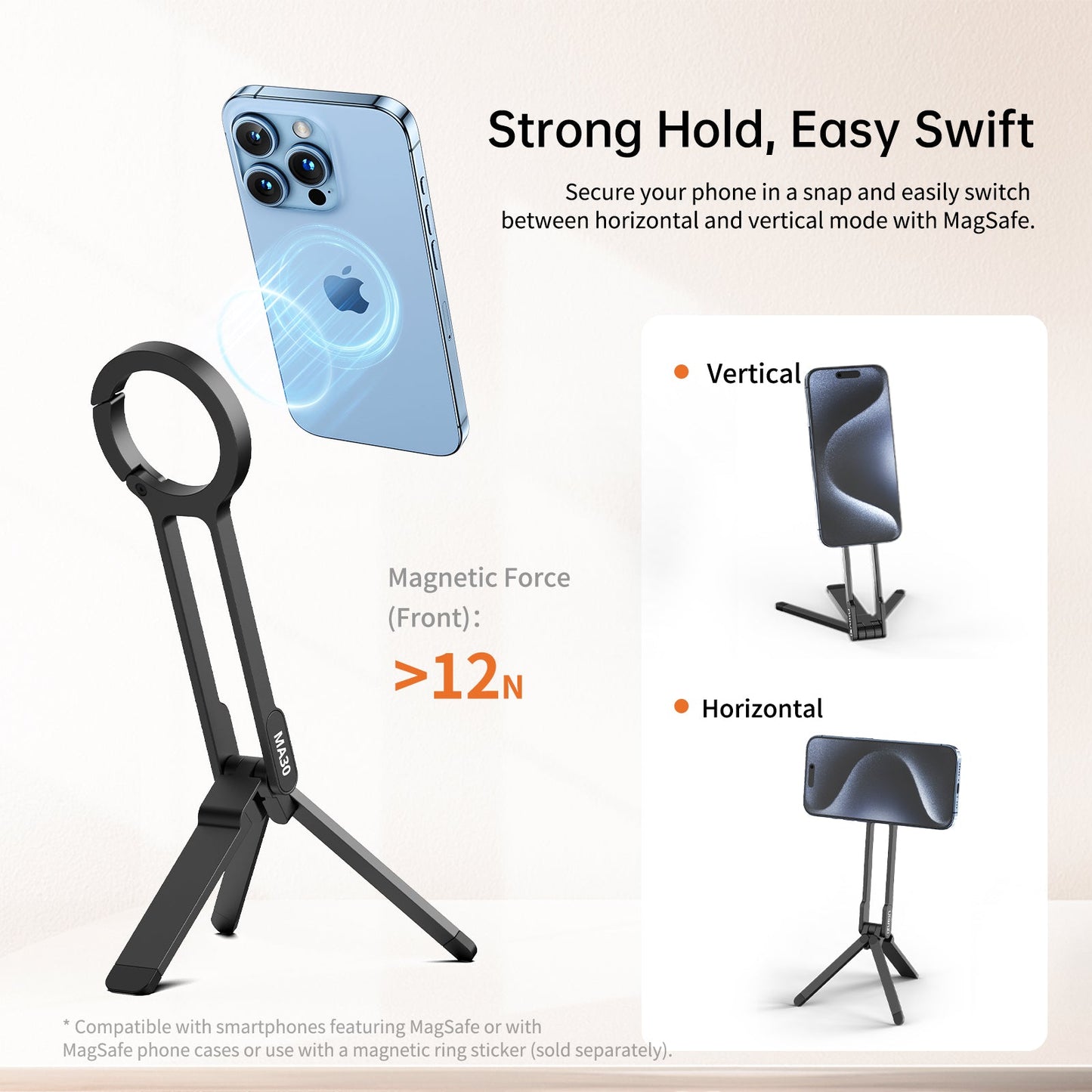 MagniPod™ – Magnetisk Smartphone Tripod med Karabiner