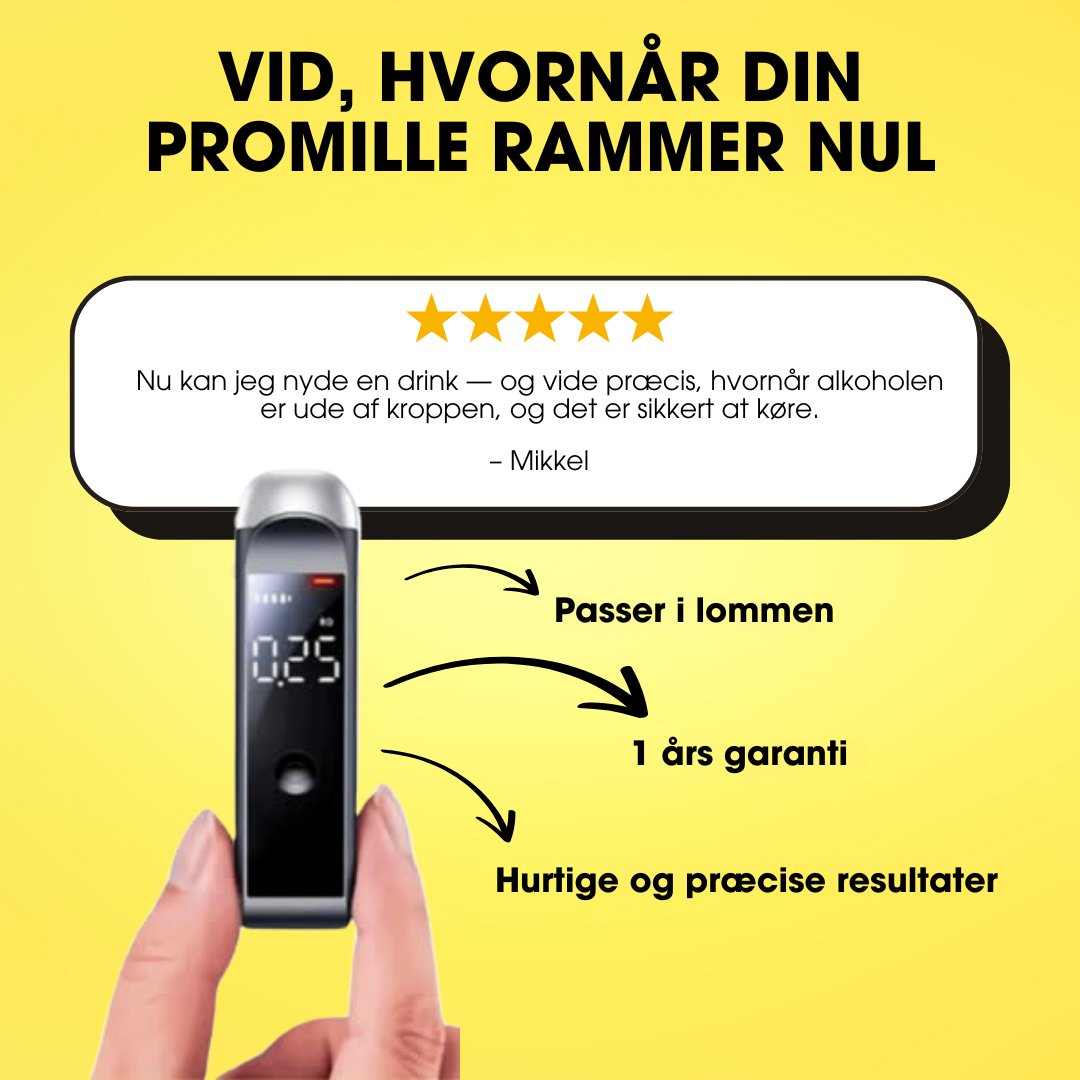SikkerStart™ – Bærbar Alkoholtester – Hurtige og Præcise Resultater