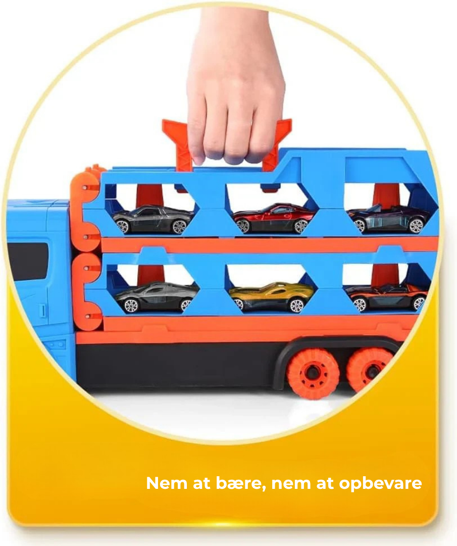 RæsLast™ | Billegelastbil med foldbar katapult-racerbane – Dobbelt så meget sjov i ét legetøj!