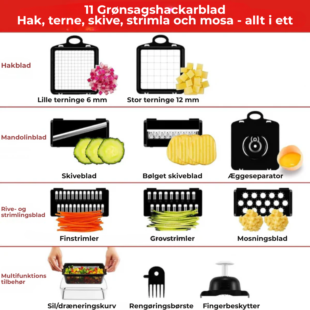 SmartHak™ | 12-i-1 Multifunktionel Grøntsagshakker