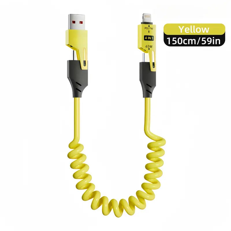 4-i-1 Udtøjeligt Opladerkabel™ | Ét kabel til alle dine enheder – kompakt, kraftfuldt og klar på farten!