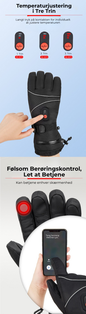 HeatHansker™ | 5200mAh Genopladelige Opvarmede Skihandsker – Hold varmen, bliv opladt