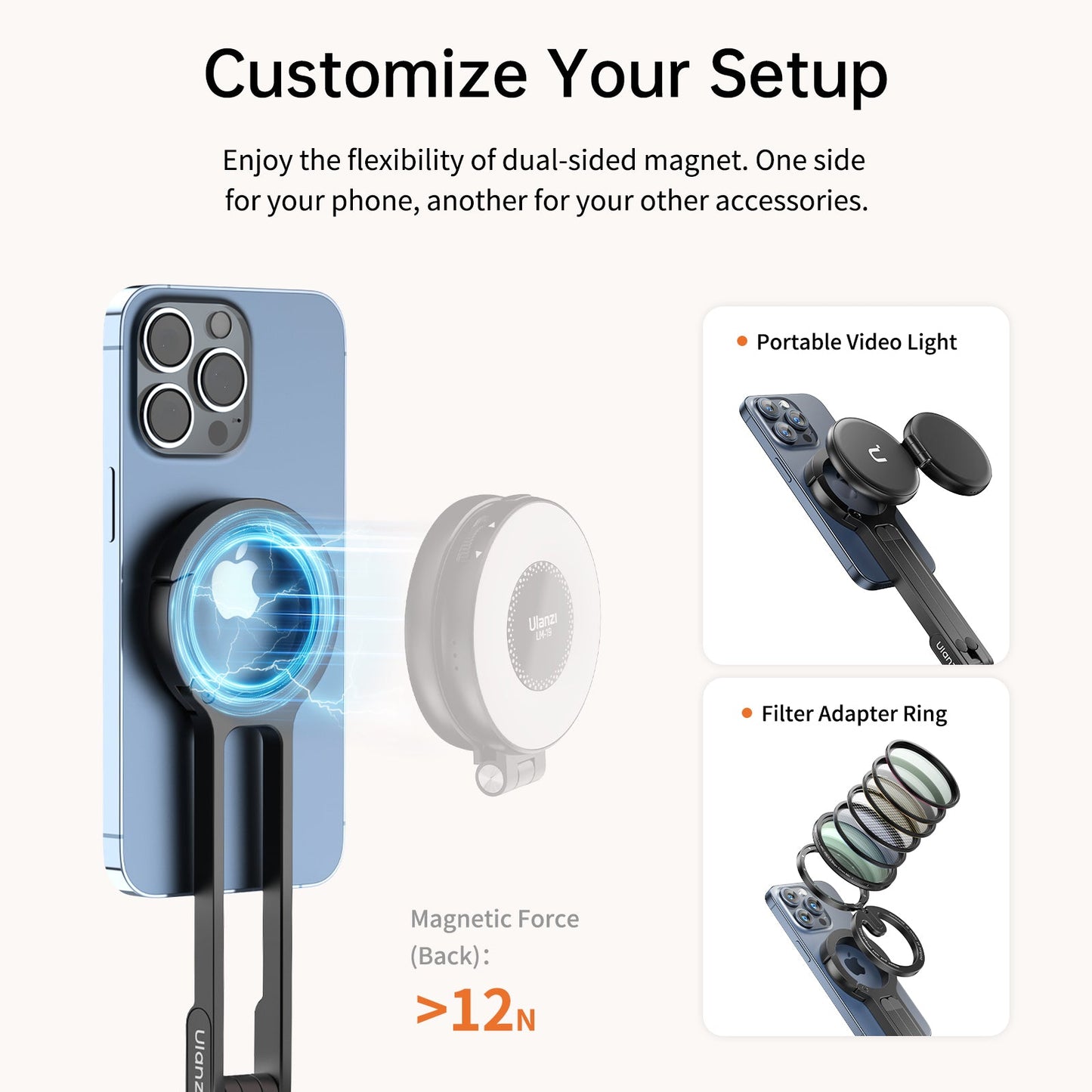 MagniPod™ – Magnetisk Smartphone Tripod med Karabiner