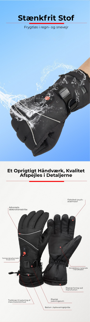 HeatHansker™ | 5200mAh Genopladelige Opvarmede Skihandsker – Hold varmen, bliv opladt