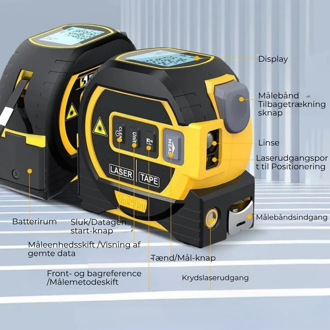 SmartMåler | 3-i-1 Infrarød Laser Målebånd