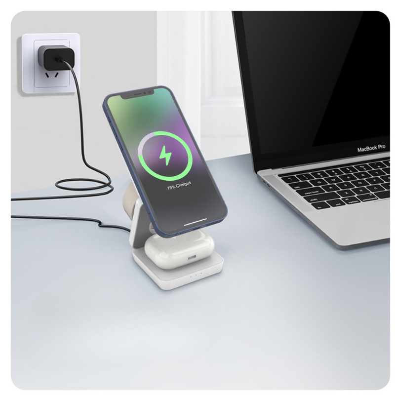 OpladStativ™: Multifunktionel Foldbar Magnetisk Opladnings Stativ