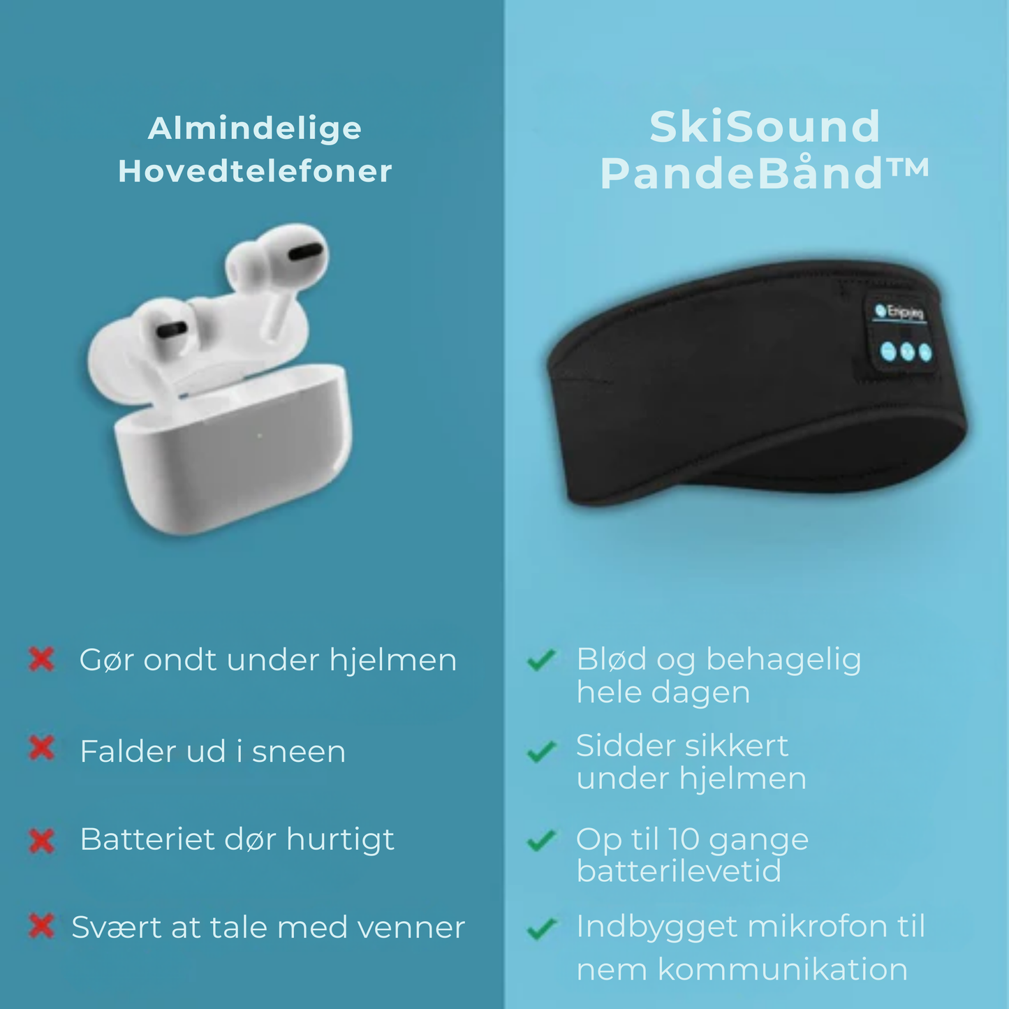 SkiSound PandeBånd™ | Bluetooth Pandebånd – Musik, Varme og Frihed på Pisterne!