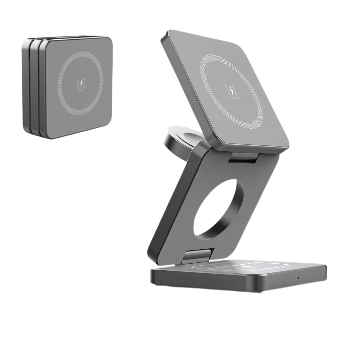 OpladStativ™: Multifunktionel Foldbar Magnetisk Opladnings Stativ