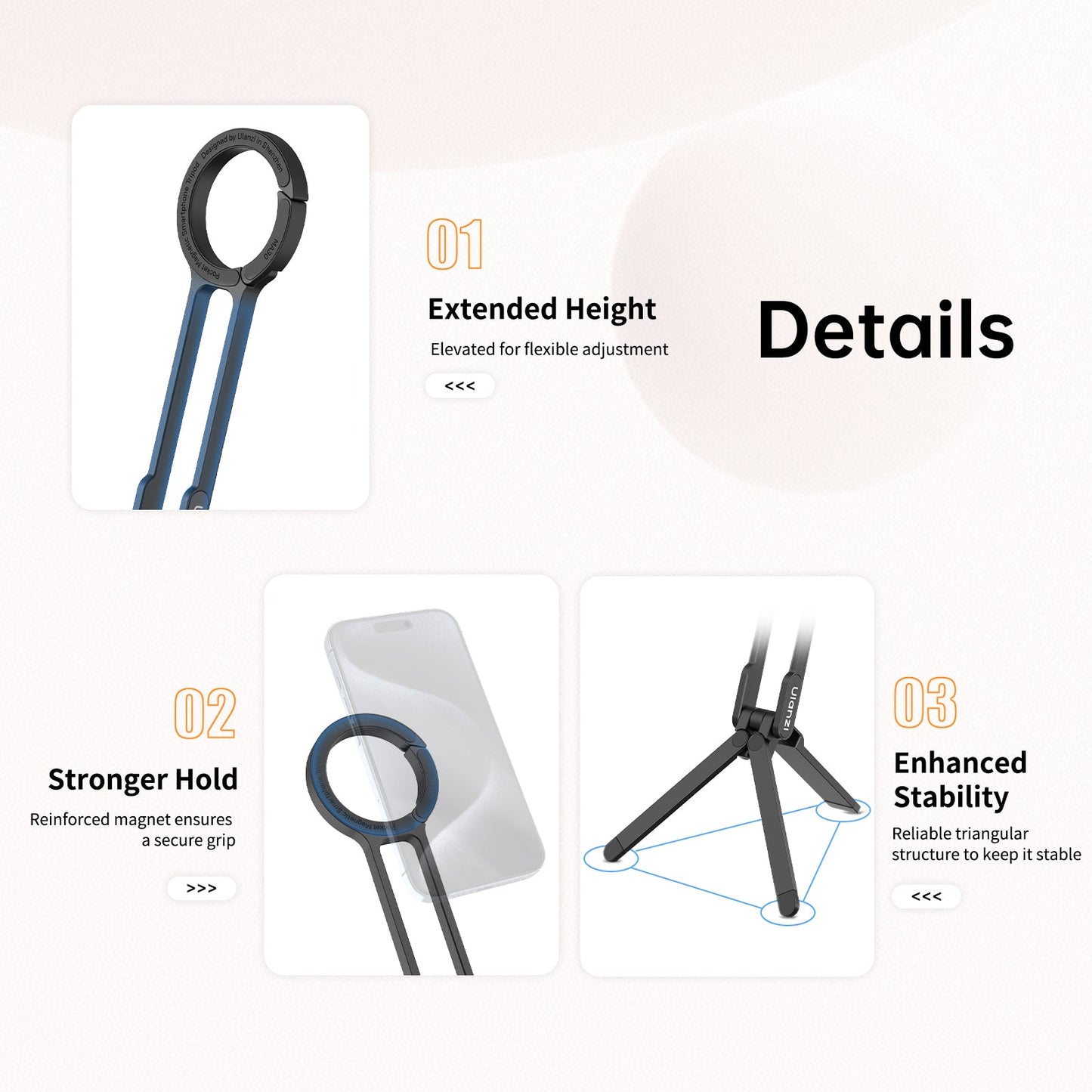 MagniPod™ – Magnetisk Smartphone Tripod med Karabiner