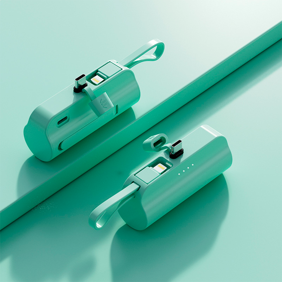 PocketBank™ – Dobbelt powerbank med indbygget kabel