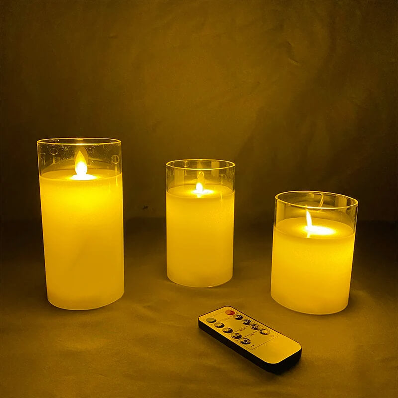 HyggeStearinlys™ | 3-pak LED-stearinlys med realistisk flammeeffekt med fjernbetjening og dæmper