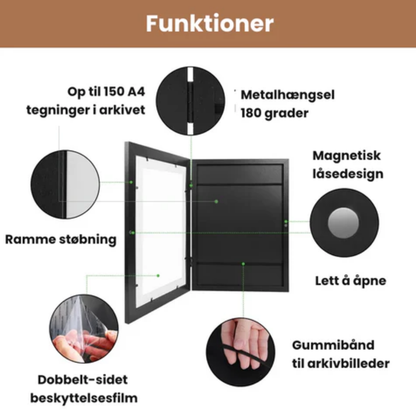 TegneFrame™ Bevar (barne)børnenes tegninger – op til 150 minder på væggen