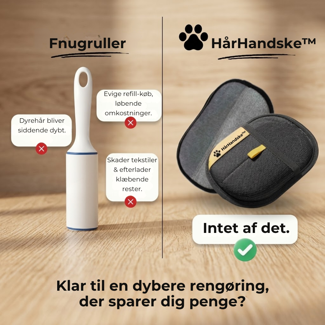 HårHandske™ Den elektrostatiske handske, der fanger alle hår