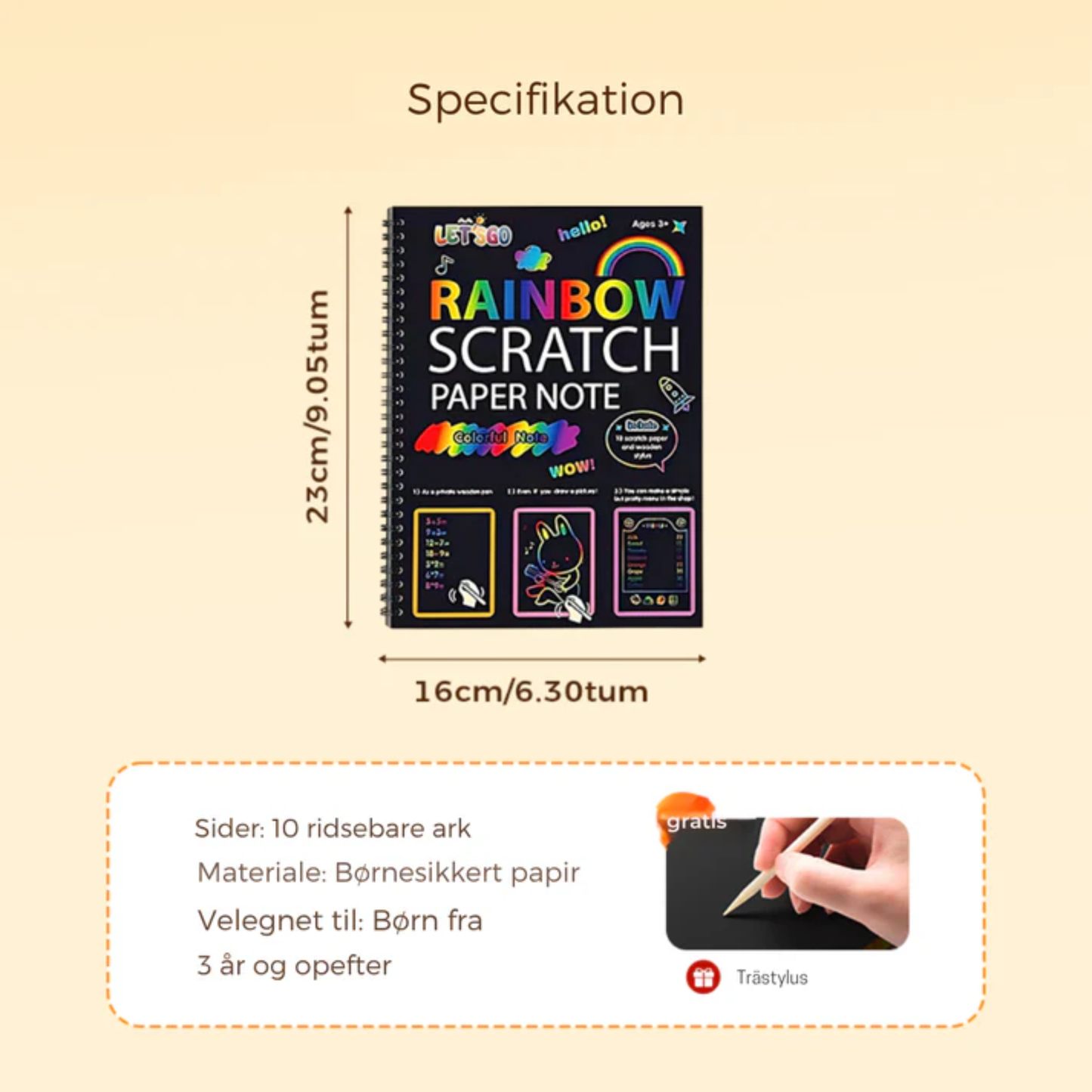 FarveKunst | Det magiske regnbueskrabepapir med træpen