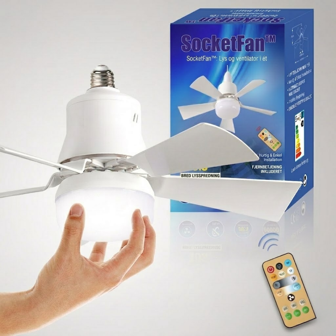 SocketFan™ 2-i-1 loftventilator med LED-lys