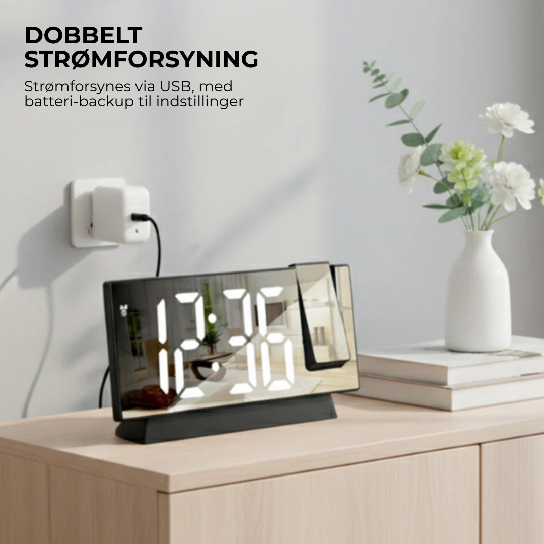 TidLys™ | Start Dagen Klogere – LED Projektion Vækkeur til Perfekt Tid