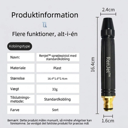 RenJet™ Højtryks Rengøringspistol med gratis 5 meters slange og 4 connectors