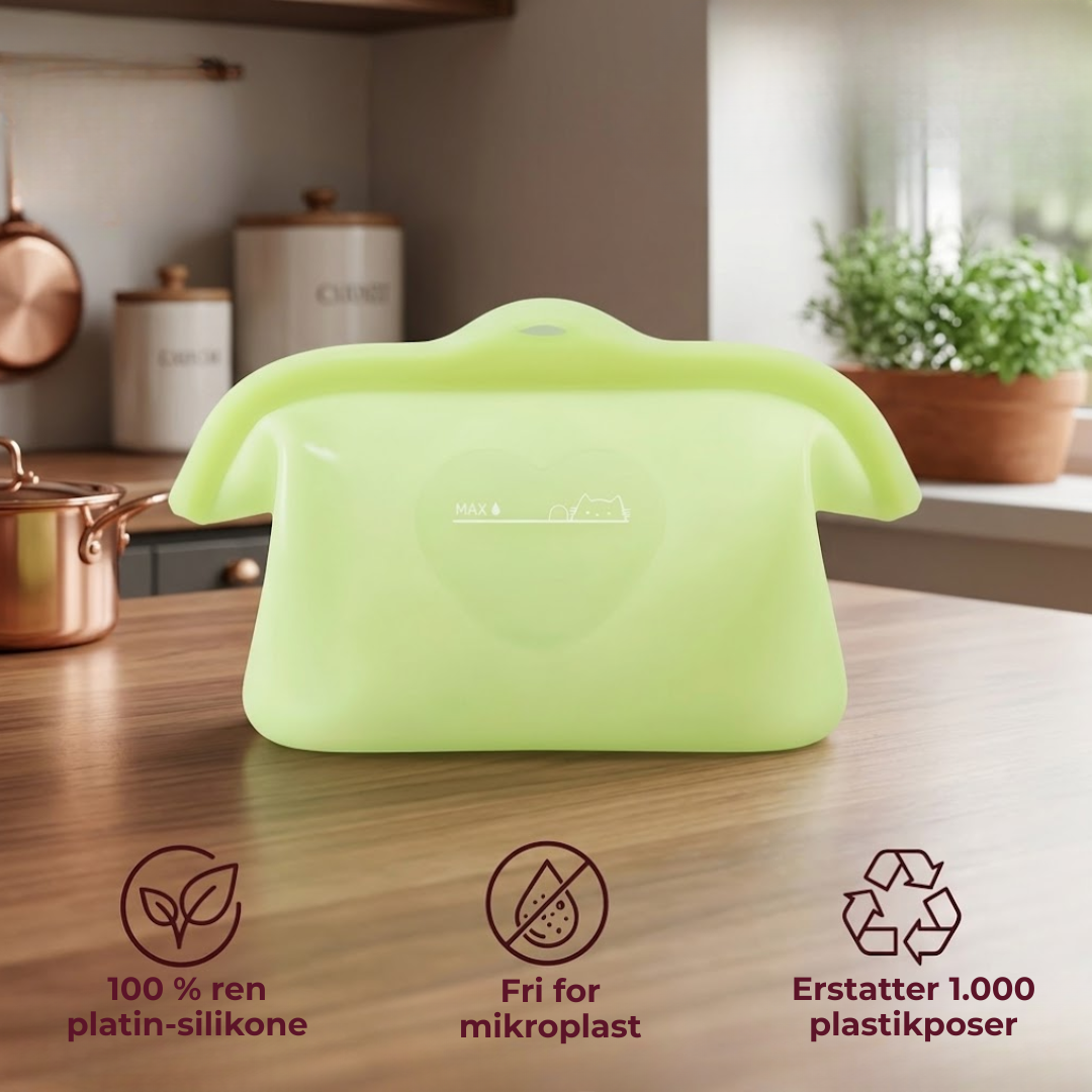 EcoFrisk™ | Genanvendelig silikonepose, mikrobølgeovnssikker og lækagesikker