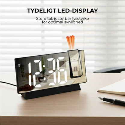 TidLys™ | Start Dagen Klogere – LED Projektion Vækkeur til Perfekt Tid