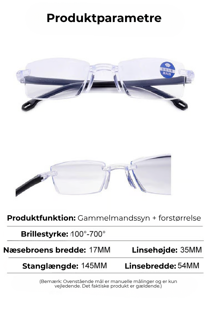 SmartSyn™ HD-læsebriller med auto-zoom – ét par erstatter alle dine briller