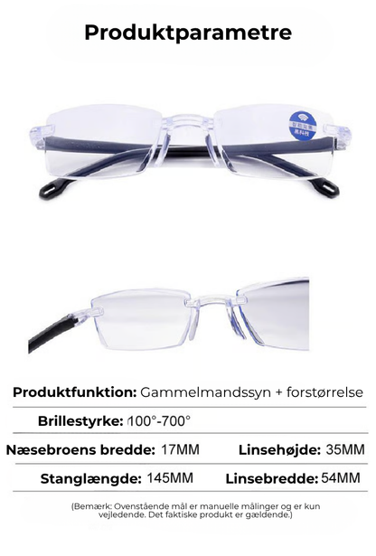 SmartSyn™ HD-læsebriller med auto-zoom – ét par erstatter alle dine briller