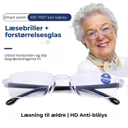 SmartSyn™ HD-læsebriller med auto-zoom – ét par erstatter alle dine briller