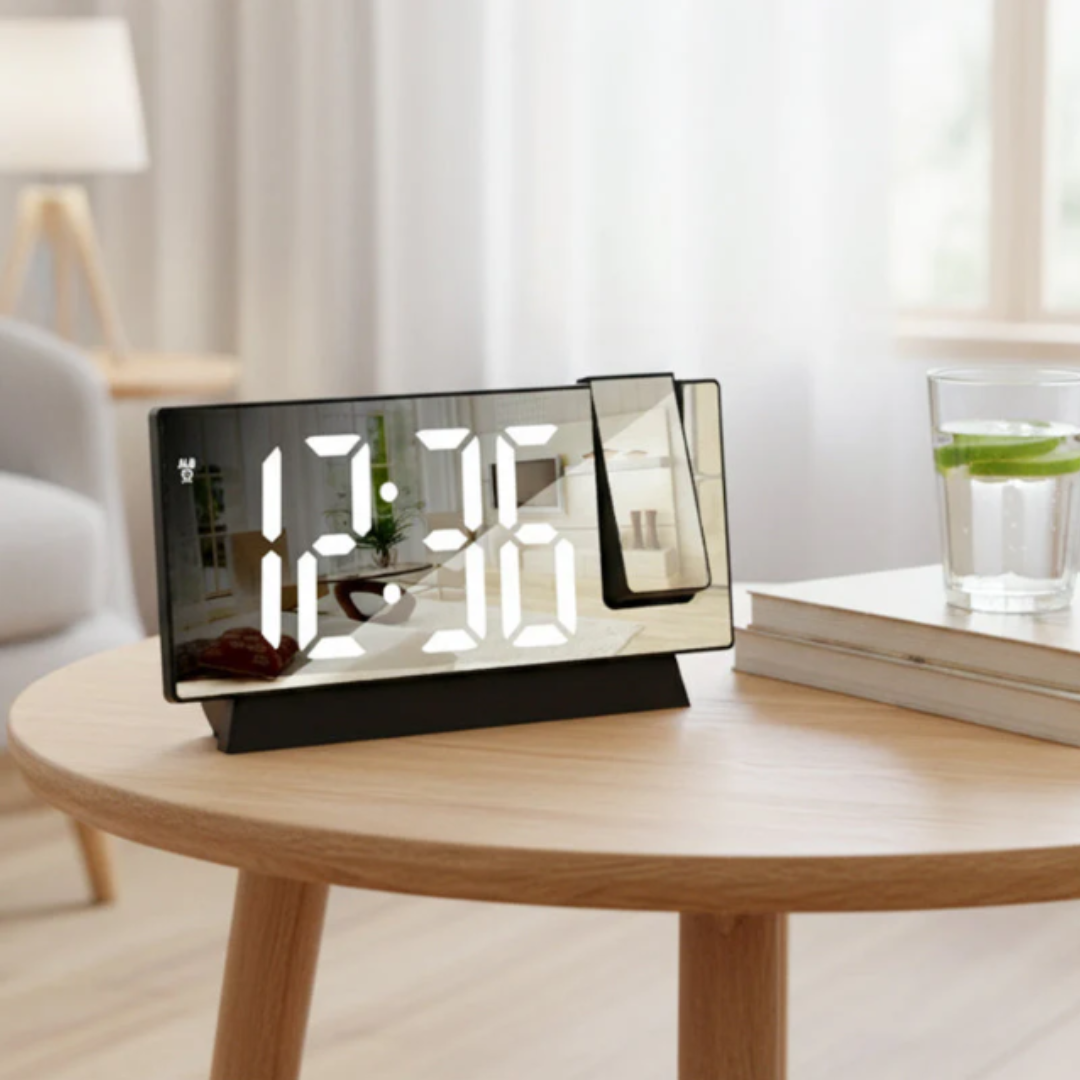 TidLys™ | Start Dagen Klogere – LED Projektion Vækkeur til Perfekt Tid