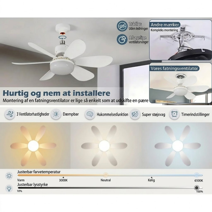 SocketFan™ 2-i-1 loftventilator med LED-lys