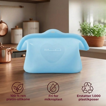 EcoFrisk™ | Genanvendelig silikonepose, mikrobølgeovnssikker og lækagesikker