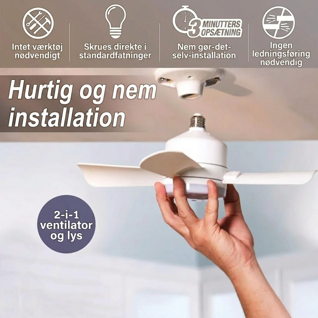 SocketFan™ 2-i-1 loftventilator med LED-lys