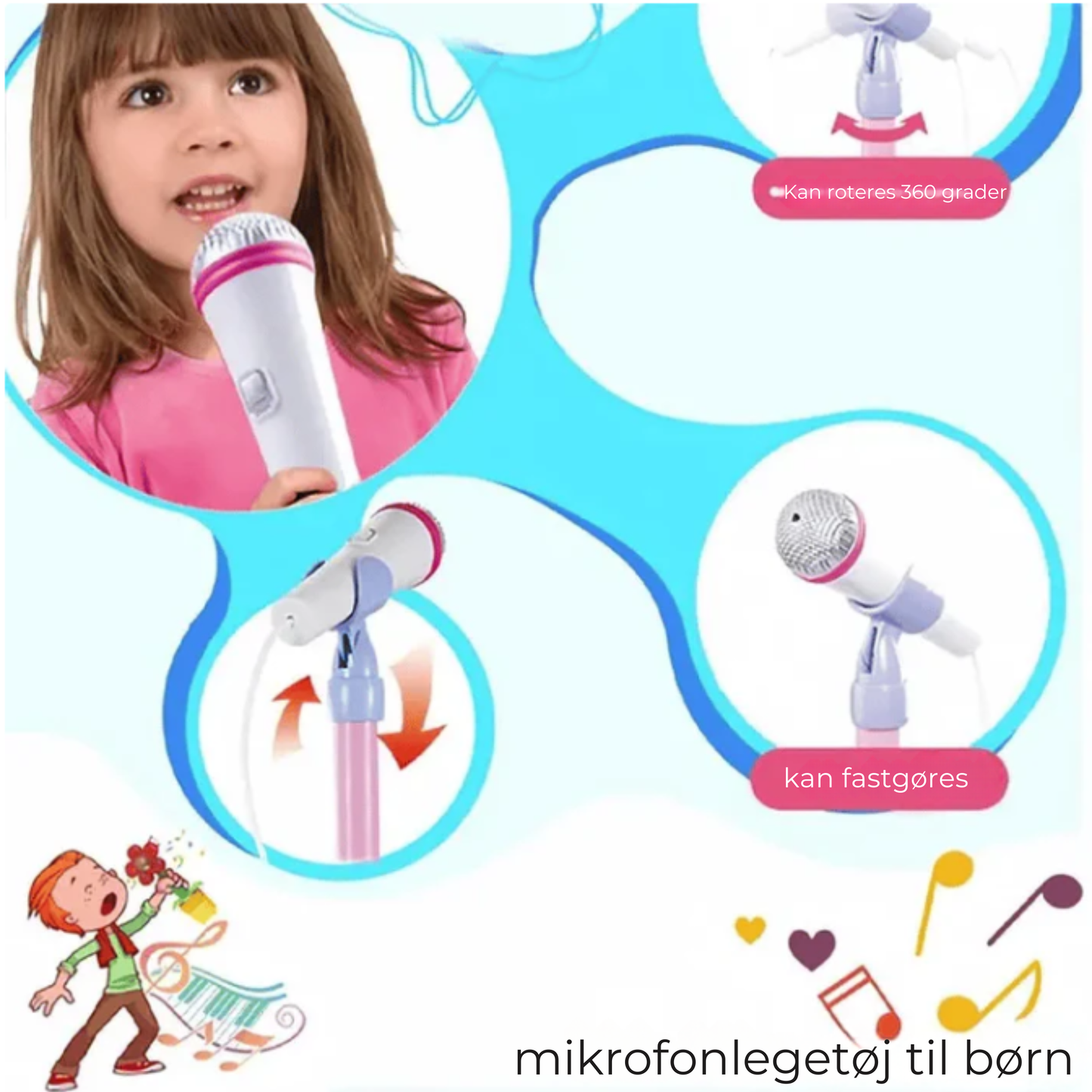 Børnemic™ | Sjov Karaoke-Mikrofon til Børn
