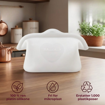 EcoFrisk™ | Genanvendelig silikonepose, mikrobølgeovnssikker og lækagesikker