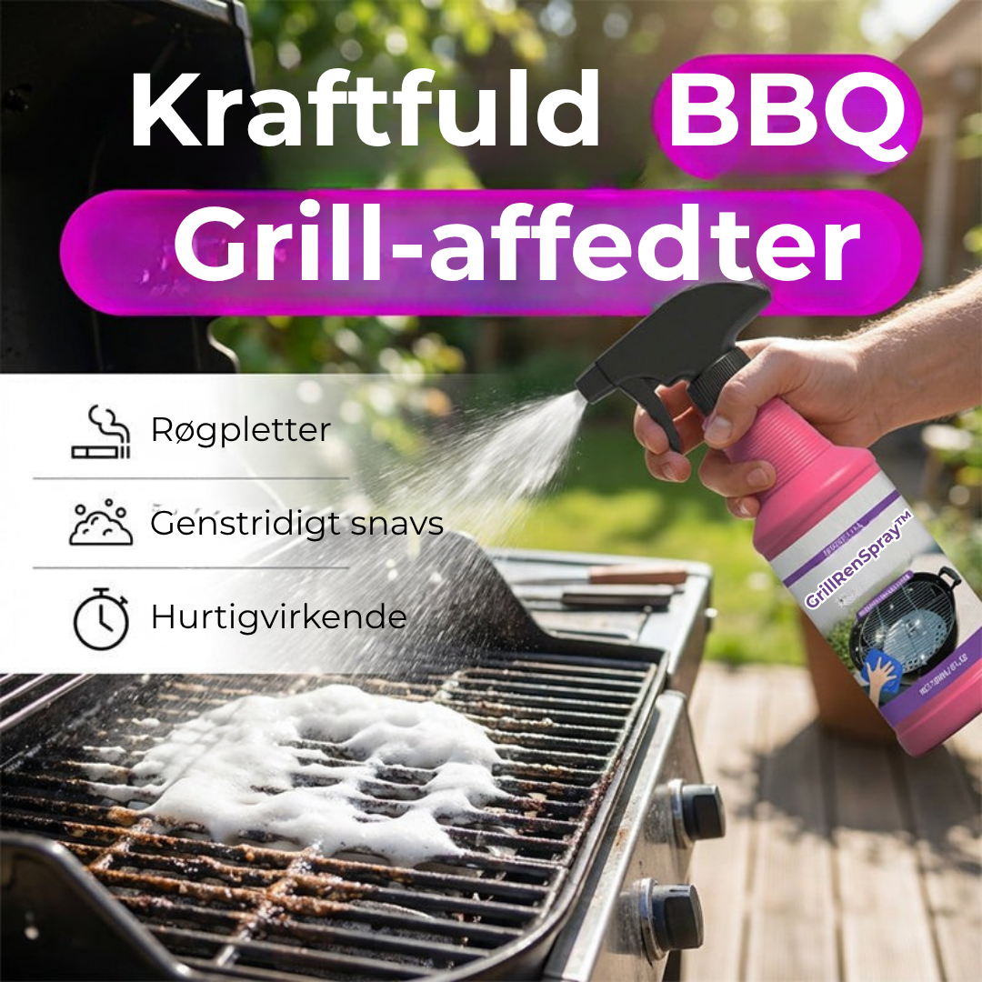 GrillRenSpray™ – Hurtigtvirkende fedtfjerner til grillen – ren grill på 60 sekunder