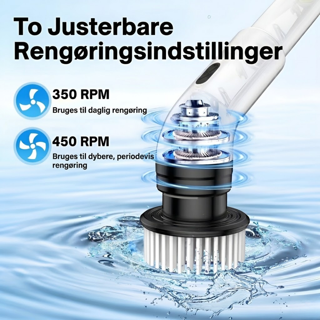 SpinClean - Elektrisk rengøringsbørste med 9 hoveder og forlænger-skaft