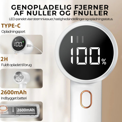 FabricGlide™- Genopladelig fnugfjerner med LED-display