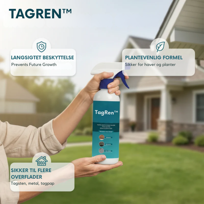 TagRen™ – Mose- og algefjerner spray – gør grønne fliser og tage helt nye igen