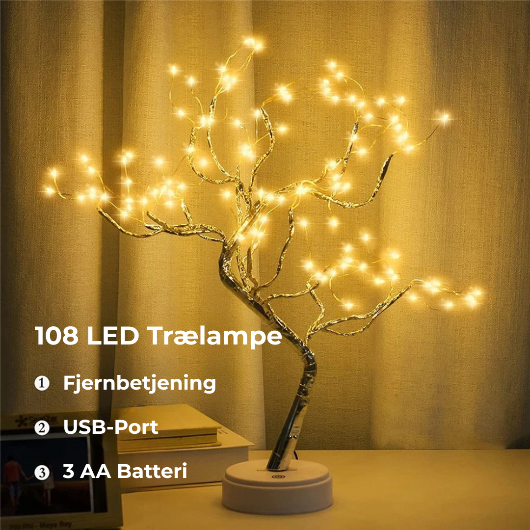 LysTræ | 108 LED Fe Lyskæde Åndetræ – Fjernbetjent Bonsai Fyrfluelampe, USB/Batteridrevet Natlys til Soveværelse eller Festdekoration