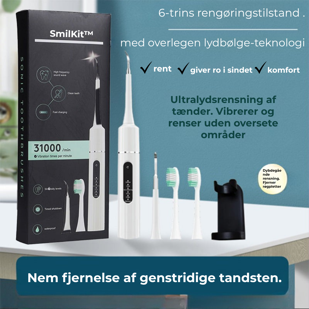 SmilKit™  Alt-i-én elektrisk tandrensningssæt