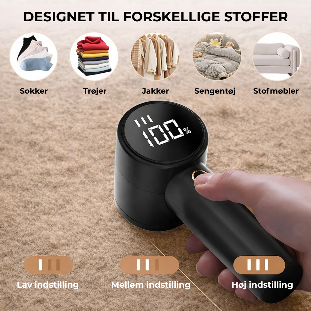 LoPlusser™  Elektrisk lo-fjerner – fjern fnuller hurtigt og nemt