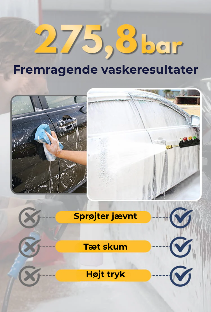 TryKRen™  Teleskopisk højtryksrenser – rengør hele huset uden stige