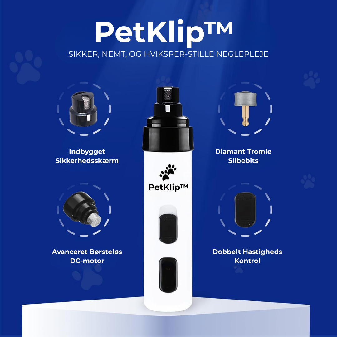 PetKlip™ | USB-genopladelig neglesliber til kæledyr – Støjsvag elektrisk negletrimmer til hunde og katte, perfekt til potepleje og klipning