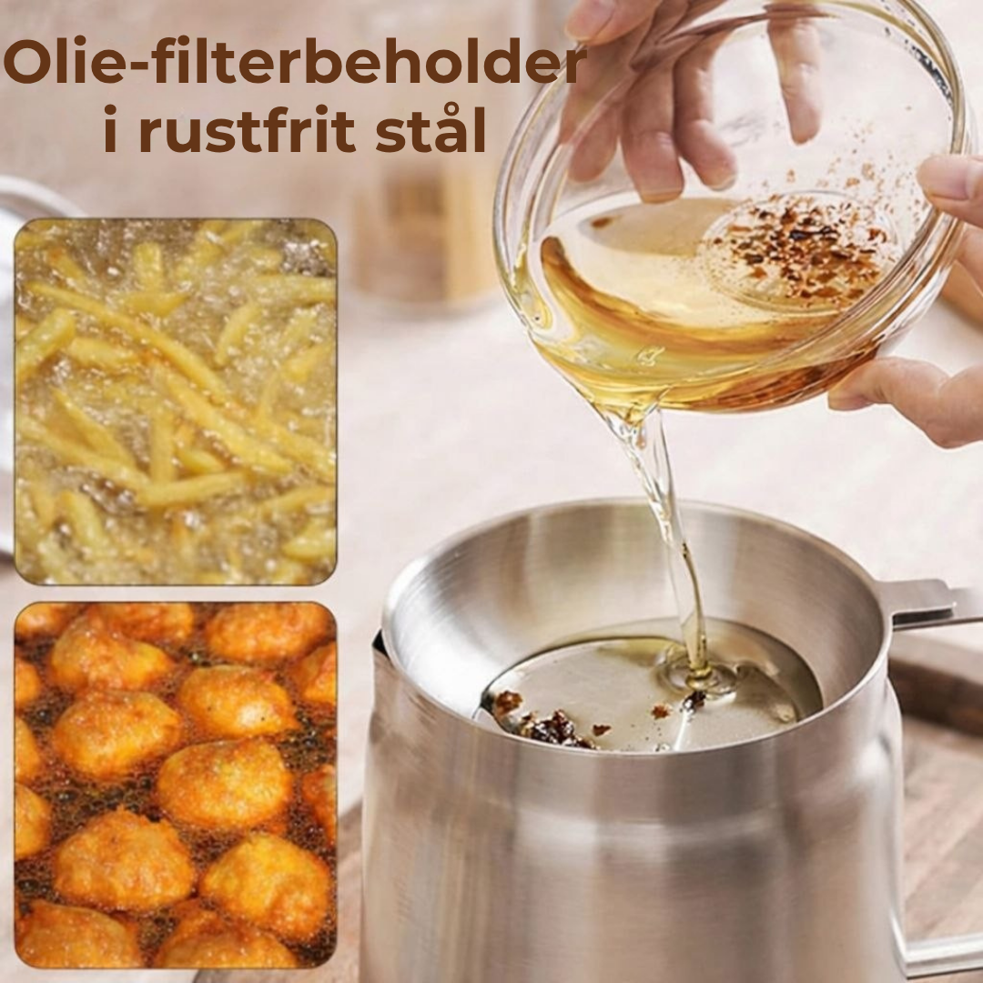 FrityrPot™ Frituregryde med oliefilter – spar olie og undgå spild
