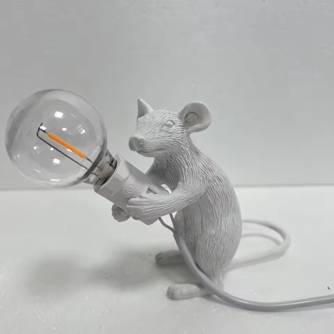 Hygge Muselampe | Unik Animal Resin Lampe – Sjov, Funktionel & USB-Drevet
