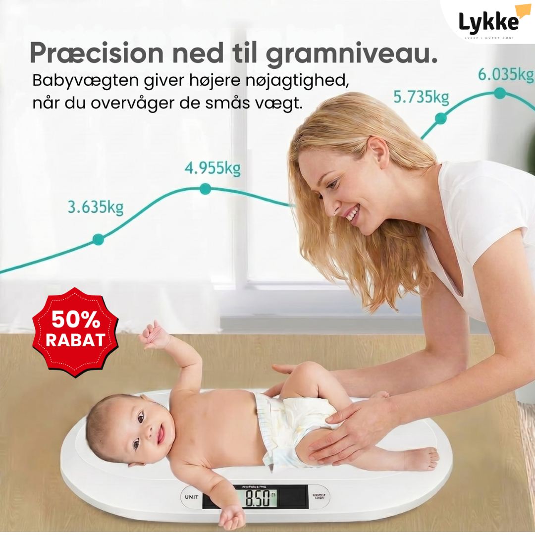 BabyVægt™ Elektronisk babyvægt med LCD – præcis vejning til 0-3 år – op til 20 kg