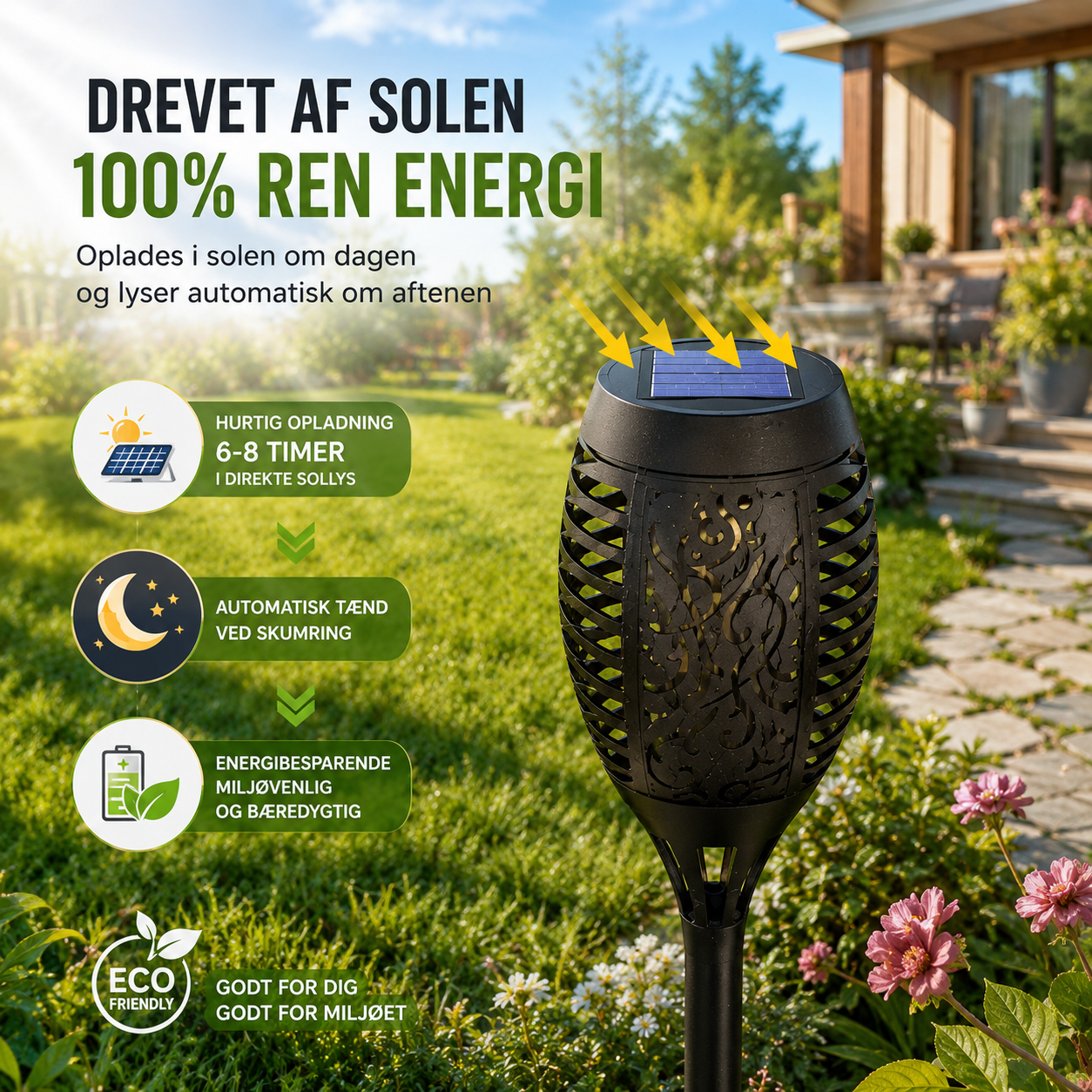 HaveFlamme™ Solcellefakkel med realistisk flamme-effekt