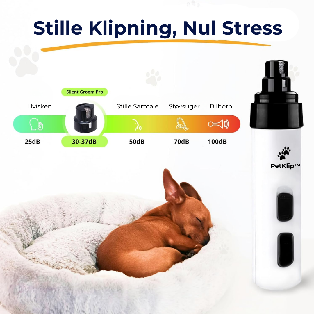PetKlip™ | USB-genopladelig neglesliber til kæledyr – Støjsvag elektrisk negletrimmer til hunde og katte, perfekt til potepleje og klipning